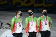 В Баку состоялась церемония награждения победителей ЧМ по аэробике среди трио и в индивидуальной программе у женщин (ФОТО)