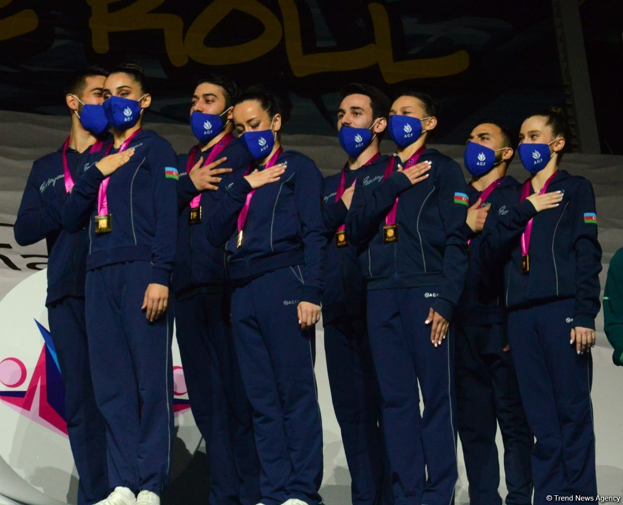 В Баку состоялась церемония награждения победителей ЧМ по аэробной гимнастике среди групп и в программе аэродэнс (ФОТО)