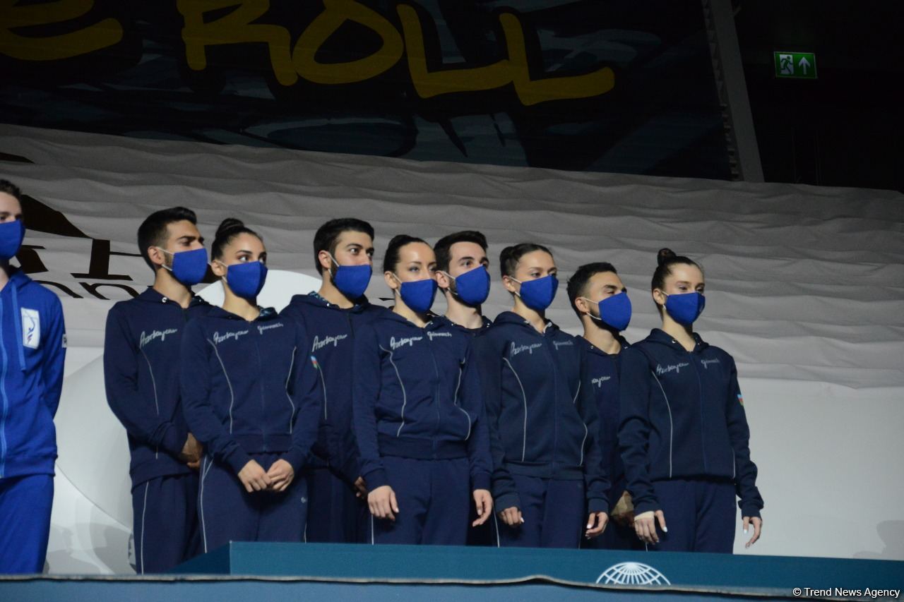 В Баку состоялась церемония награждения победителей ЧМ по аэробной гимнастике среди групп и в программе аэродэнс (ФОТО)