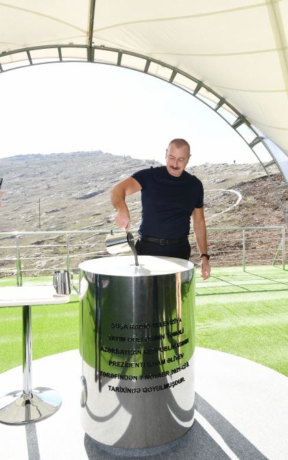 Президент Ильхам Алиев и Первая леди Мехрибан Алиева заложили фундамент Шушинской телерадиовещательной станции (ФОТО/ВИДЕО)