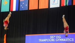 В Баку стартовал второй день ЧМ по прыжкам на батуте и тамблингу (ФОТО)