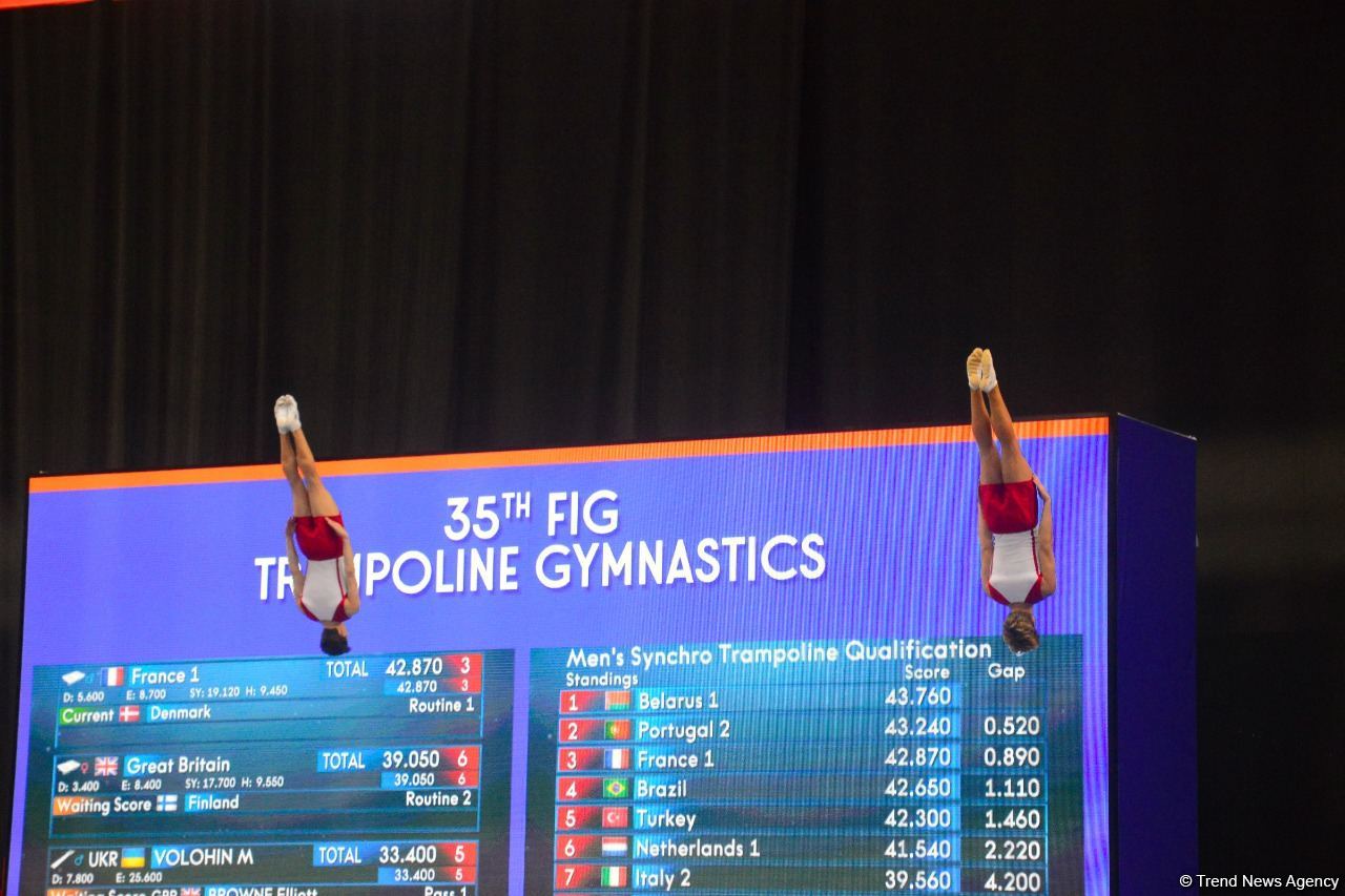 В Баку стартовал второй день ЧМ по прыжкам на батуте и тамблингу (ФОТО)