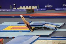 В ходе Всемирных соревнований среди возрастных групп по прыжкам на батуте и тамблингу в Баку стартовали финальные соревнования (ФОТО)