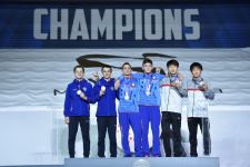 В Баку состоялась церемония награждения победителей третьего дня Всемирных соревнований среди возрастных групп по прыжкам на батуте и тамблингу (ФОТО)