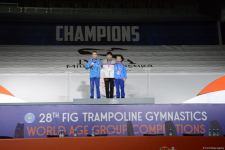 В Баку состоялась церемония награждения победителей заключительного дня Всемирных соревнований среди возрастных групп по прыжкам на батуте и тамблингу (ФОТО)