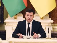 Президент Ильхам Алиев и Президент Володимир Зеленский выступили с заявлениями для печати (ФОТО/ВИДЕО) (версия 2)