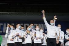 В Баку прошла церемония награждения победителей ЧМ по акробатической гимнастике в командном зачете (ФОТО)