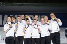 В Баку прошла церемония награждения победителей ЧМ по акробатической гимнастике в командном зачете (ФОТО)