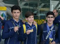 Азербайджанские гимнасты привезли в Баку из Италии медали Чемпионата Европы (ФОТО)