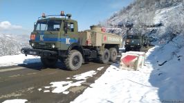 По Лачинской дороге проехали 16 грузовых автомобилей РМК (ФОТО)