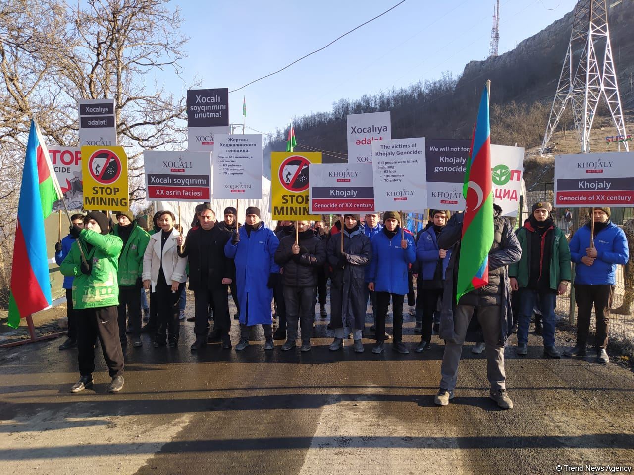 Участники акции на Лачинской дороге скандируют лозунги о Ходжалинском геноциде (ФОТО/ВИДЕО)