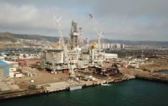 Президент Ильхам Алиев принял участие в церемонии символической отправки в море верхних модулей платформы «Центральный Восточный Азери» (ФОТО)