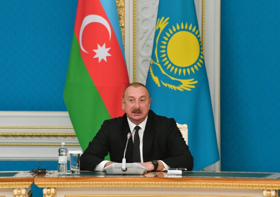 Президенты Азербайджана и Казахстана выступили с заявлениями для прессы (ФОТО/ВИДЕО)
