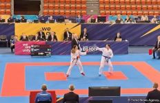 Азербайджанская каратистка с разгромным счетом одержала победу над соперницей из Армении  (ФОТО)