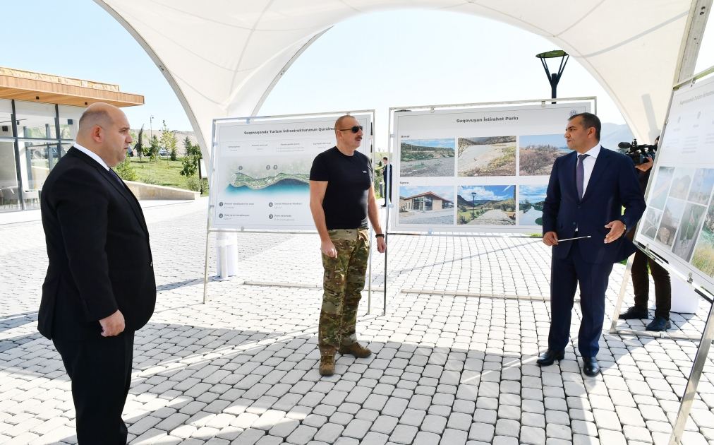 Президент Ильхам Алиев принял участие в открытии парка отдыха в поселке Суговушан (ФОТО/ВИДЕО)