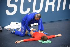 В Национальной арене гимнастики проходят подиумные тренировки участников Кубка мира по прыжкам на батуте и акробатической дорожке (ФОТОРЕПОРТАЖ)