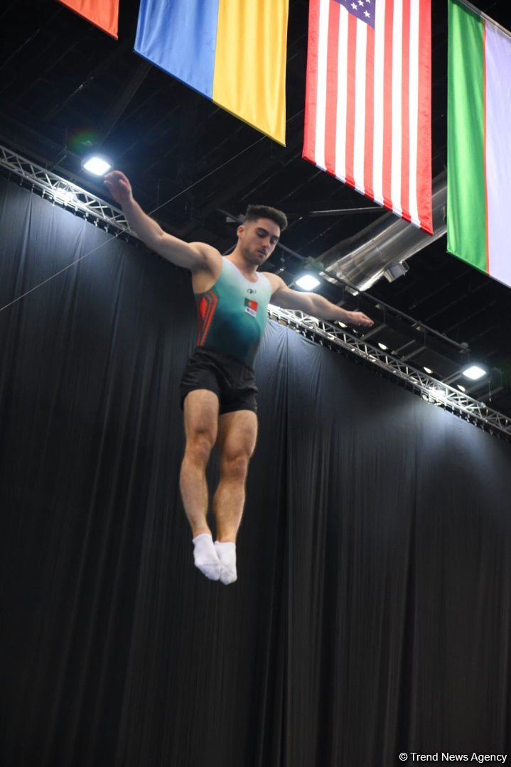 В Национальной арене гимнастики проходят подиумные тренировки участников Кубка мира по прыжкам на батуте и акробатической дорожке (ФОТОРЕПОРТАЖ)