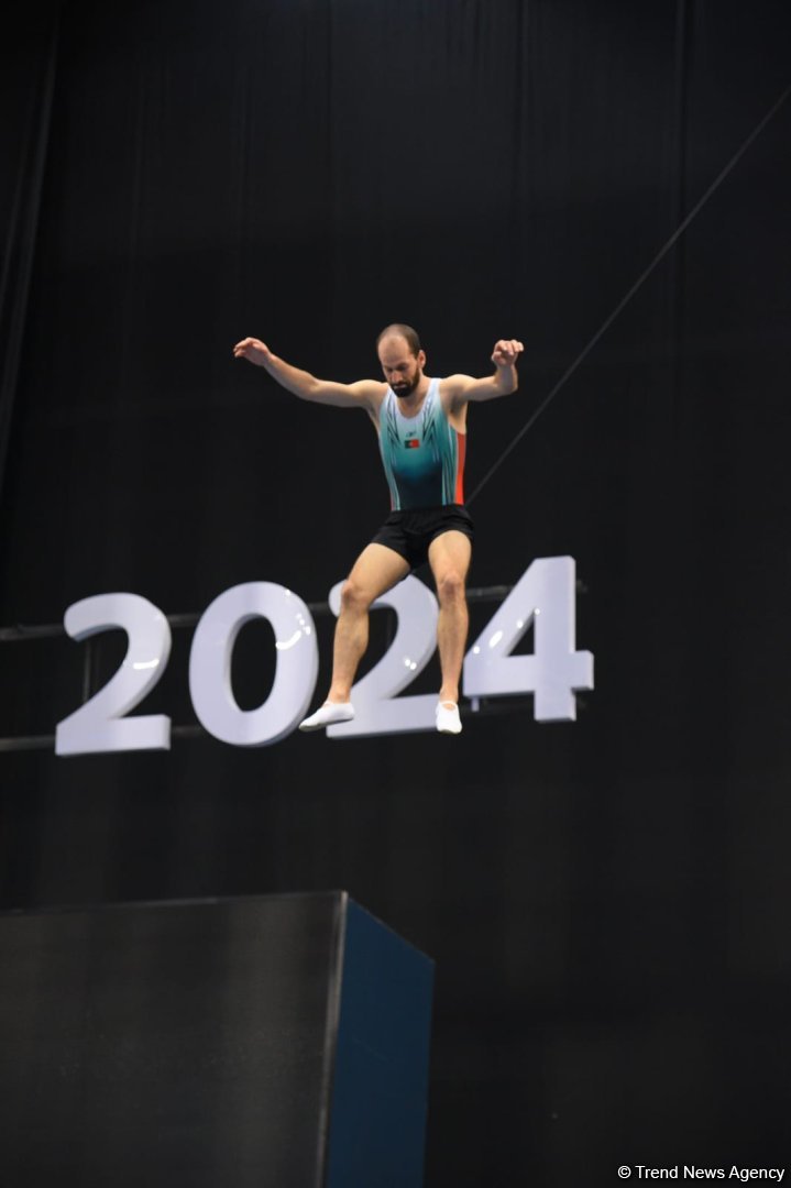 В Национальной арене гимнастики проходят подиумные тренировки участников Кубка мира по прыжкам на батуте и акробатической дорожке (ФОТОРЕПОРТАЖ)