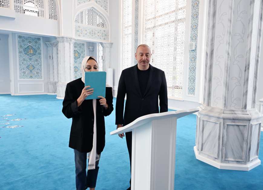 Президент Ильхам Алиев и Первая леди Мехрибан Алиева приняли участие в открытии Зангиланской мечети (ФОТО/ВИДЕО)