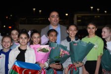 Азербайджанские гимнастки вернулись на родину с "бронзой" чемпионата Европы (ФОТО)