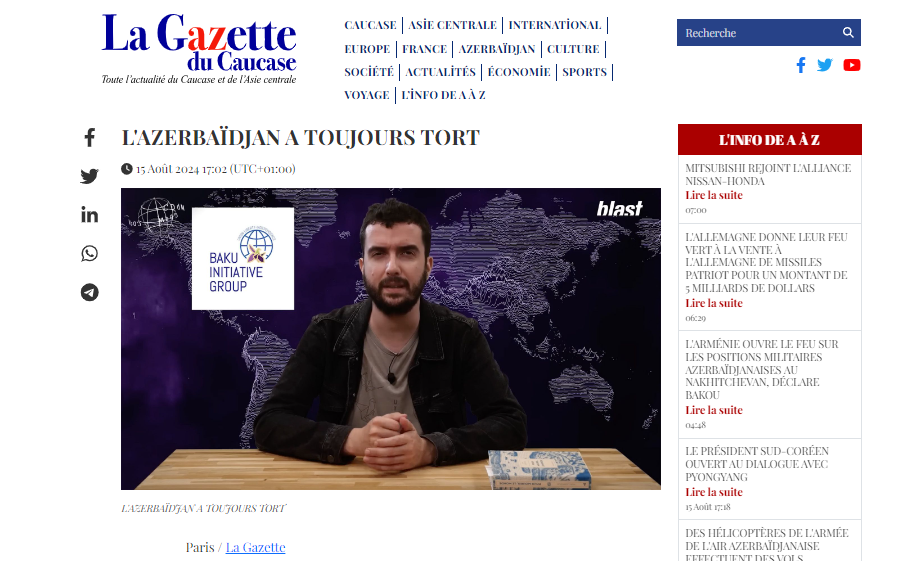 La Gazette du Caucase противостоит армянским СМИ во Франции