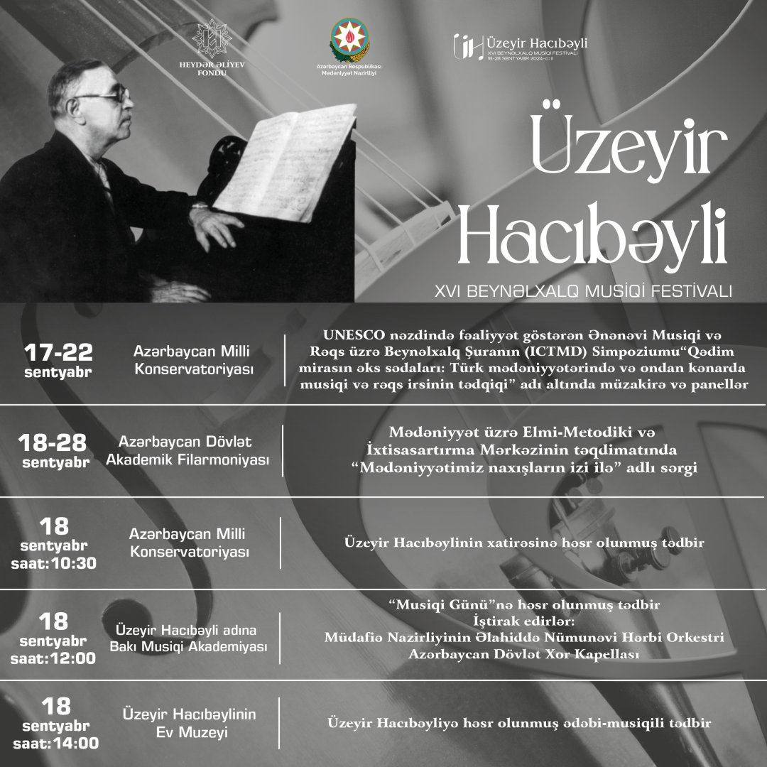 В городах Азербайджана пройдет  XVI Международный музыкальный фестиваль имени Узеира Гаджибейли – обнародована программа (ФОТО)