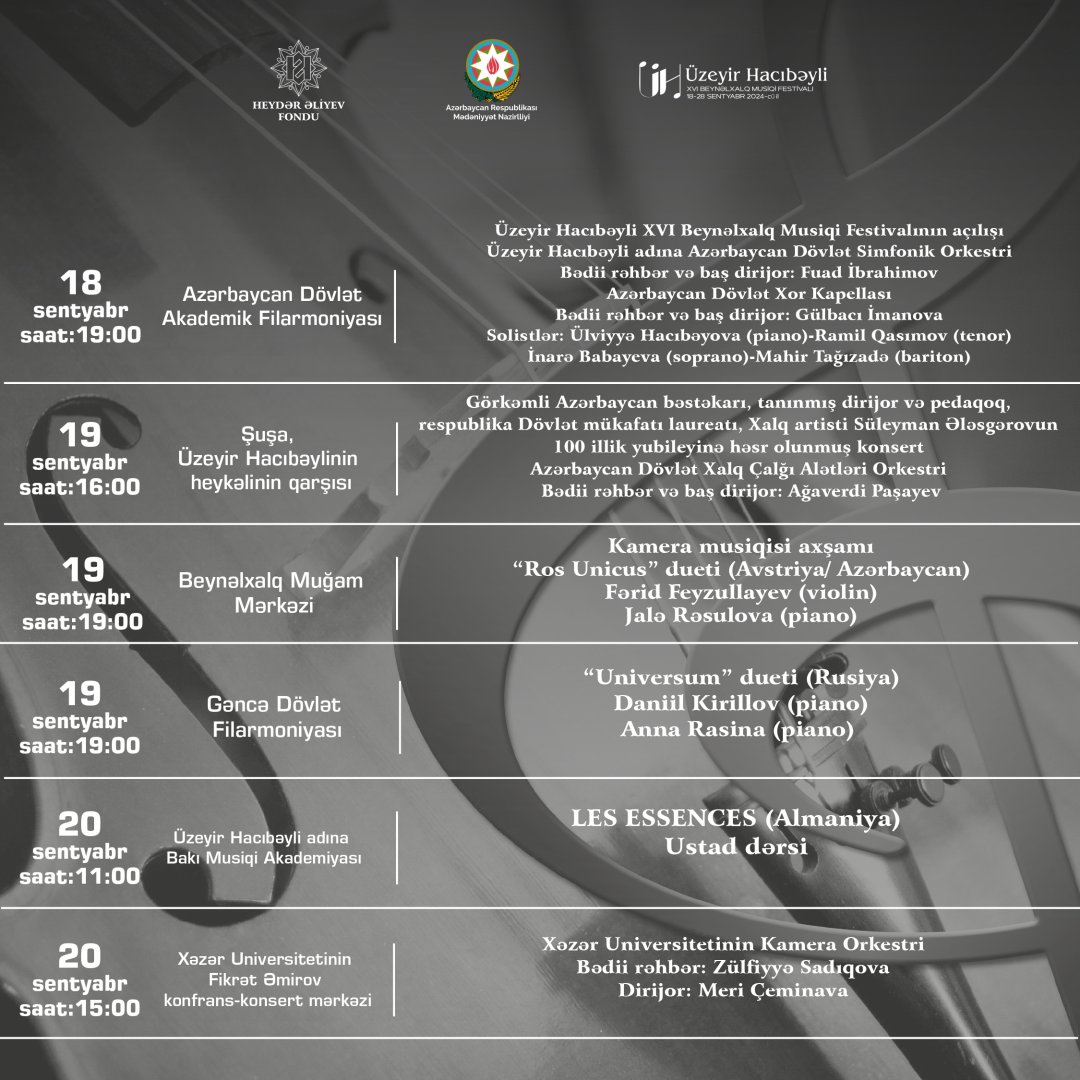 В городах Азербайджана пройдет  XVI Международный музыкальный фестиваль имени Узеира Гаджибейли – обнародована программа (ФОТО)