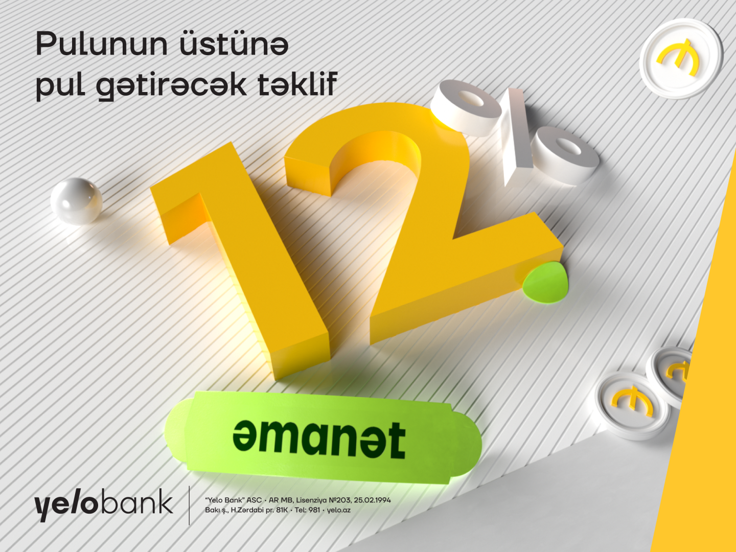 Получайте больше дохода с вкладом в Yelo Bank!