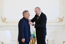 Президент Ильхам Алиев вручил Рустаму Минниханову орден «Достлуг» (ФОТО/ВИДЕО)