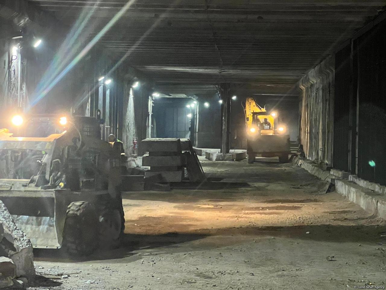 Оборотный тупик станции метро "Ази Асланов" в Баку подготовлен к ремонту (ФОТО)
