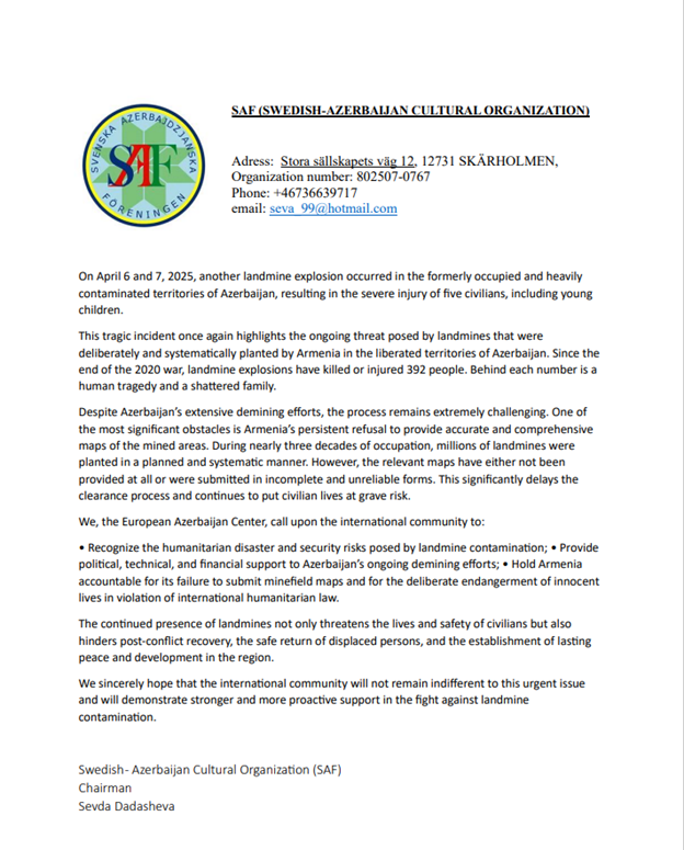 Азербайджанская диаспора в Европе выразила протест против минного террора Армении (ФОТО)