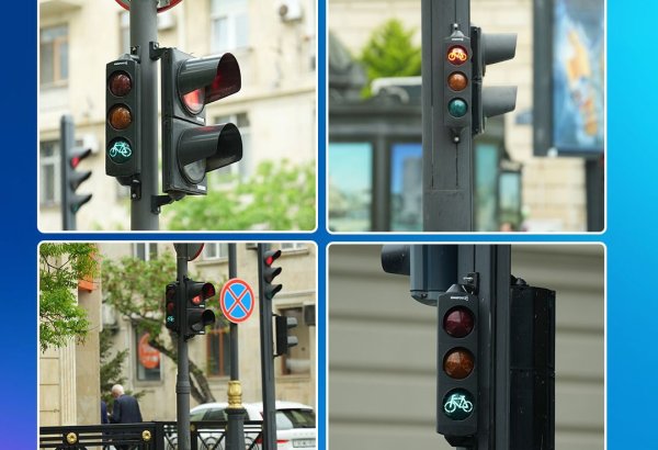 В Баку на светофорах установлены секции  для регулирования движения велосипедов