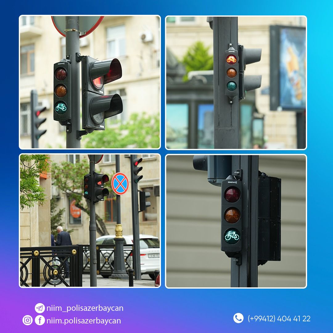 В Баку на светофорах установлены секции  для регулирования движения велосипедов