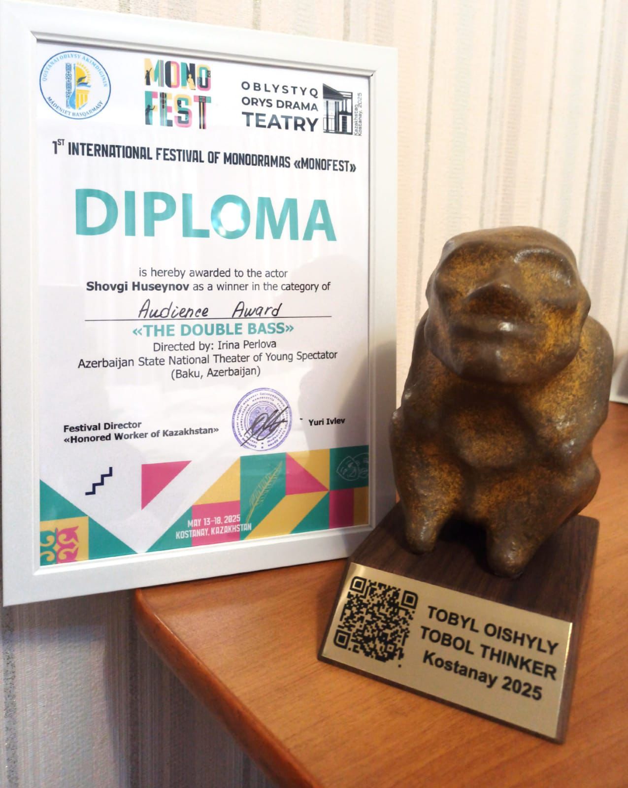 Азербайджанский актер удостоен двух призов в Казахстане (ФОТО)