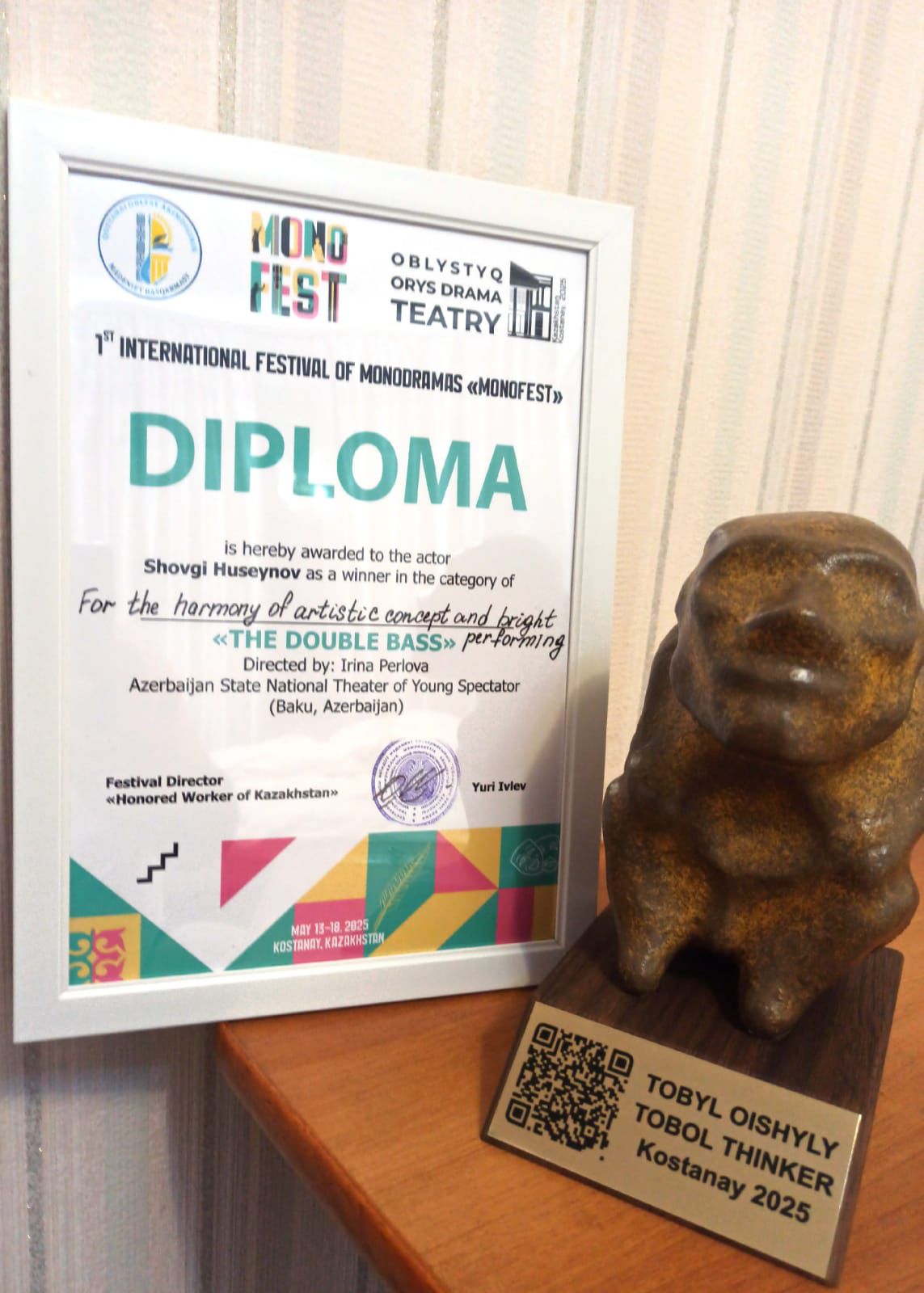 Азербайджанский актер удостоен двух призов в Казахстане (ФОТО)