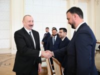 Президент Ильхам Алиев принял членов национальной команды Азербайджана, победившей на чемпионате мира по мини-футболу (ФОТО/ВИДЕО)