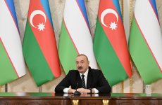 Президент Ильхам Алиев и Президент Шавкат Мирзиёев выступили с заявлениями для прессы (ФОТО/ВИДЕО)