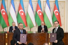 Состоялась церемония обмена документами, подписанными между Азербайджаном и Узбекистаном (ФОТО/ВИДЕО)