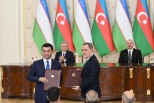 Состоялась церемония обмена документами, подписанными между Азербайджаном и Узбекистаном (ФОТО/ВИДЕО)
