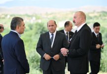 Президент Ильхам Алиев и председатель Халк Маслахаты Туркменистана Гурбангулы Бердымухамедов осмотрели разрушенные места города Физули (ФОТО/ВИДЕО)