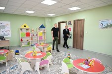 Президент Ильхам Алиев принял участие в открытии в городе Агдам яслей-детского сада номер 1 (ФОТО)