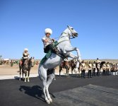 Президенту Азербайджана Ильхаму Алиеву преподнесен в дар ахалтекинский скакун (ФОТО)