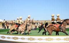 Президенту Азербайджана Ильхаму Алиеву преподнесен в дар ахалтекинский скакун (ФОТО)