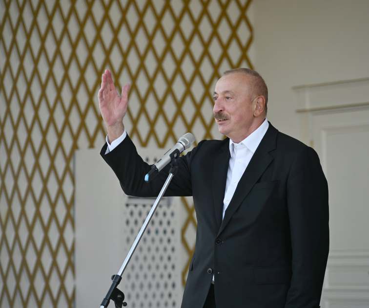 Президенту Азербайджана Ильхаму Алиеву преподнесен в дар ахалтекинский скакун (ФОТО)