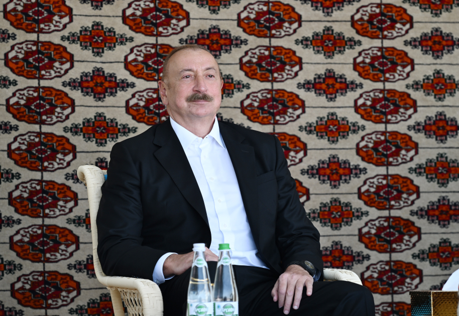 Президенту Азербайджана Ильхаму Алиеву преподнесен в дар ахалтекинский скакун (ФОТО)