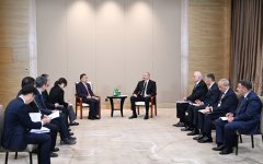 Президент Ильхам Алиев встретился в городе Тяньцзинь с председателем компании CCCC (ФОТО/ВИДЕО)
