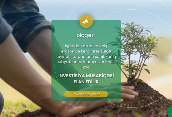 Объявлен конкурс на аренду сельскохозяйственных земель на освобожденных от оккупации территориях Азербайджана