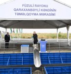 Президент Ильхам Алиев заложил фундамент села Гараханбейли Физулинского района (ФОТО)