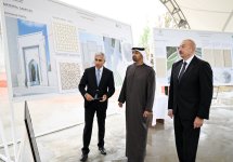 Президент Ильхам Алиев и Президент Шейх Мухаммед бен Заид Аль Нахайян ознакомились с ходом строительных работ в Новой Шушинской мечети (ФОТО)