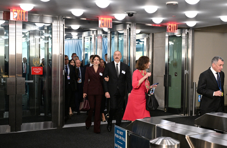 Президент Ильхам Алиев и Первая леди Мехрибан Алиева прибыли в штаб-квартиру ООН (ФОТО/ВИДЕО)
